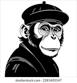 Smart Monkeying Around: A Chimp in Spectacles and a Stylish Hat.
