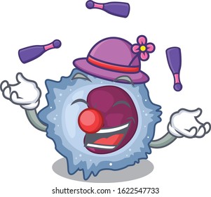 Smart monocyte cell cartoon character design playing Juggling