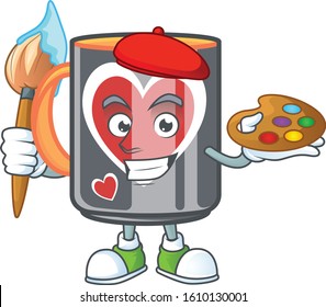 Smart mug love painter mascot icon with brush