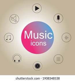 iconos de música inteligente, diseño vectorial