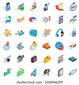 Smart net icons set. Isometric set of 36 smart net vector icons for web isolated on white background