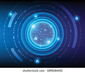 Smart network and Connection technology  for internet business. Global Network And Telecom Abstract Technology Background Security Technology Concept Hi-tech Innovation Circle Neon Blue Background 