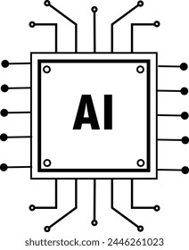 Smart network digital technology, AI Processor vector icon, artificial intelligence AI processor chip icon.AI Processor circuit vector