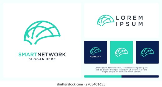 Smart network logo design abstract mind shape