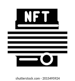 vector de icono de glifo de contrato de nft inteligente. signo de contrato inteligente de nft. símbolo de contorno aislado ilustración negra