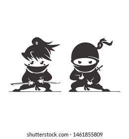 Smart ninja couple logo clean simple, smooth liquid and vibrant with color