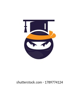 Smart ninja modern education vector logo design.