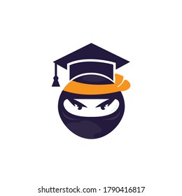 Smart ninja modern education vector logo design.