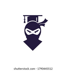 Smart ninja modern education vector logo design.