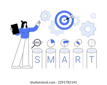 SMART Objectives abstract concept vector illustration. Business management, aim establishment, SMART objectives, measurable and achievable goals development, relevant strategy abstract metaphor.