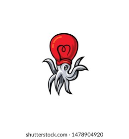 Smart Octopus, combination octopus with lamp symbolic full idea, and genius