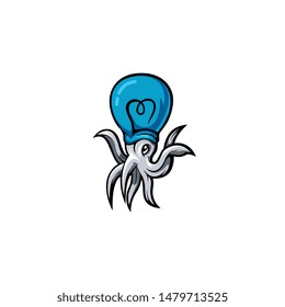 Smart Octopus, combination octopus with lamp symbolic full idea, and genius