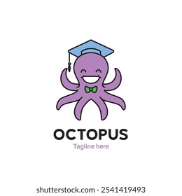 Smart octopus logo vector graphic