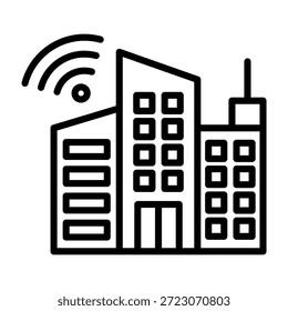Ilustración vectorial de diseño de línea de icono de oficina inteligente