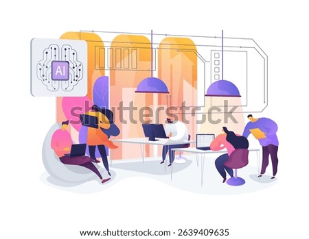 Smart Office Lighting for Productivity abstract concept vector illustration. Smart lighting systems adjust brightness and color temperature to enhance focus reduce eye strain. abstract metaphor.