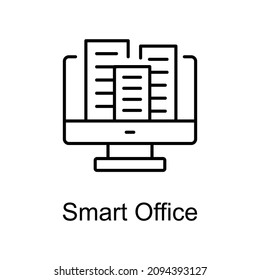 Smart Office vector outline icon for web isolated on white background EPS 10 file