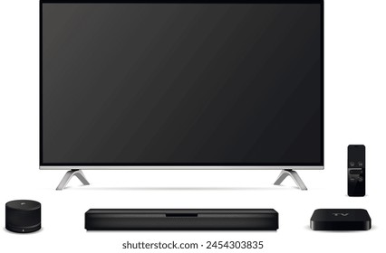 Smart oled tv with sound bar, tv set-top box and smart speaker