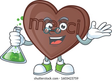 Smart one bite love chocolate cartoon character holding glass tube