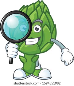 Smart One eye artichoke Detective cartoon character design