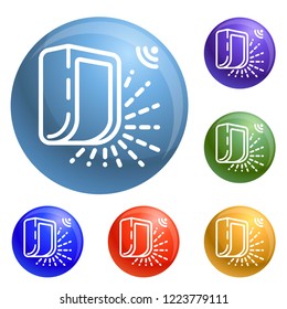 Smart outdoor light icons set vector 6 color isolated on white background