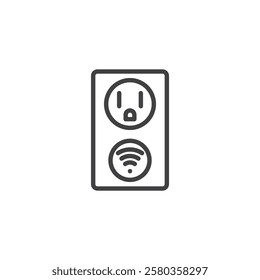 Smart Outlet line icon. linear style sign for mobile concept and web design. A plug socket with Wi-Fi signal wave outline vector icon. Symbol, logo illustration. Vector graphics