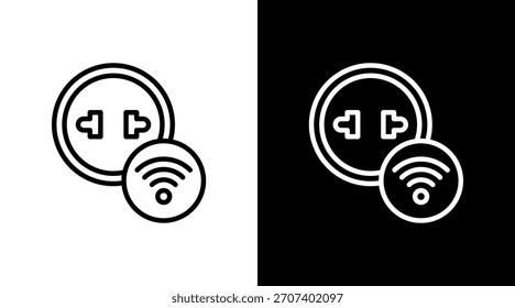 Design de Conjunto de Ícones Brancos de Tomada Inteligente