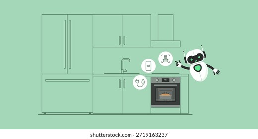 Smart Backofen Brot backen und niedliche AI Roboter zeigen: Heimautomatisierungskonzept