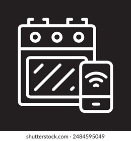 Icono de Vector de horno inteligente sobre fondo negro.