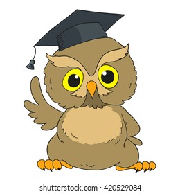 Smart Owl Cartoon Character Graduation Owl Stock Vector (Royalty Free)  420529084