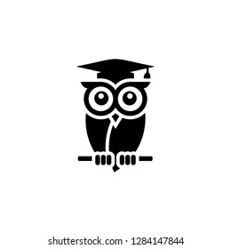 Smart Owl Education Academy School Logo.Black icon on a white background