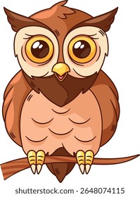 Smart owl forest bird character