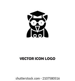 Smart owl with a student academic cap vector icon. Thin line illustration of a school student owl
