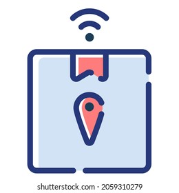 smart package delivery box single isolated icon with dash or dashed line style