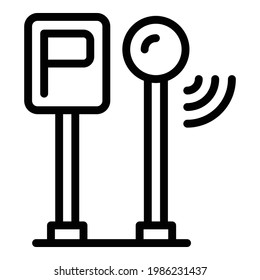 Intelligentes Parksymbol. Umriss Smart Parking, Vektorsymbol für Webdesign einzeln auf weißem Hintergrund