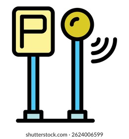 Smart parking icon. Outline Smart parking vector icon for web design isolated on white background color flat