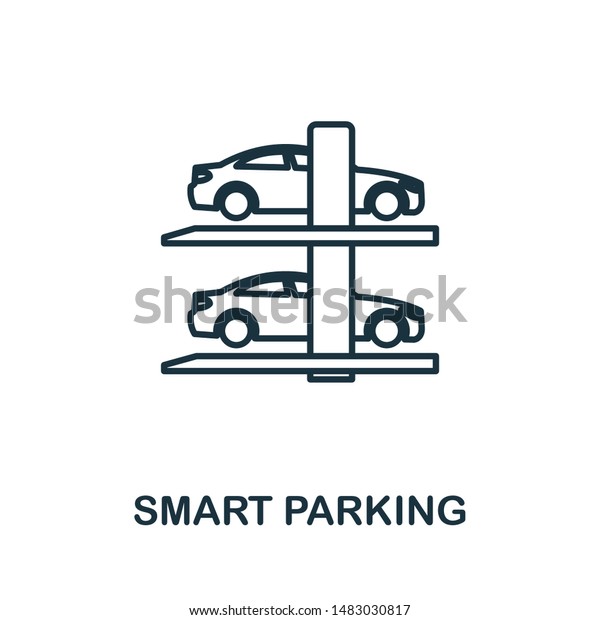 Smart Parking outline icon. Creative design\
from smart devices icon collection. Premium Smart Parking outline\
icon. For web design and\
printing.
