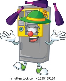 Smart parking ticket machine cartoon character style playing Juggling