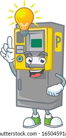 Smart parking ticket machine cartoon character has an idea