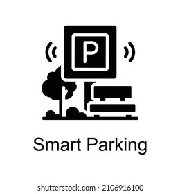 Smart Parking vector Solid icon for web isolated on white background EPS 10 file
