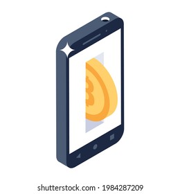 Smart payment icon in editable design, mobile bitcoin transfer,