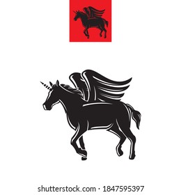 smart pegasus logo in solid black color nice icons for company, vector illustrations