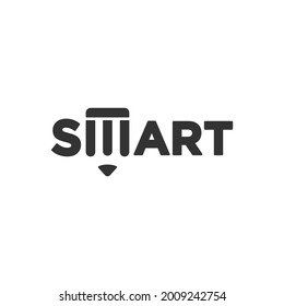  Smart and Pencil icon. Logo design. Vector Illustration.