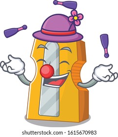 Smart pencil sharpener cartoon character design playing Juggling