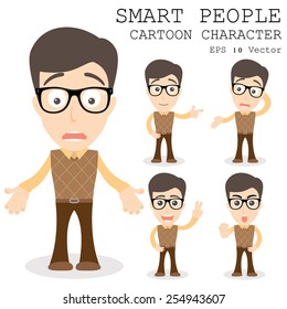 Smart people cartoon character eps 10 vector illustration