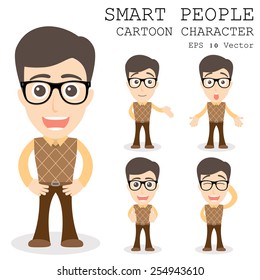 Smart people cartoon character eps 10 vector illustration