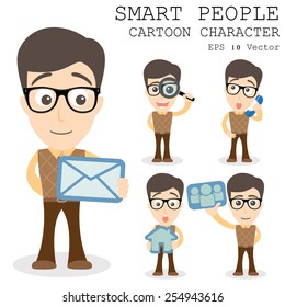 Smart people cartoon character eps 10 vector illustration