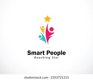 smart people logo creative team work reaching star design concept abstract