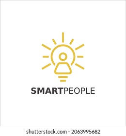 Smart People logo design. light bulb. people icons.