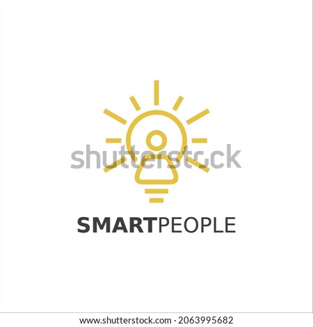 Smart People logo design. light bulb. people icons.