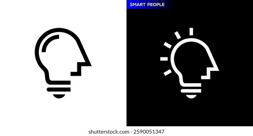 Smart people logo. Robot, idea, bulb. Icon symbol design template EPS 10.